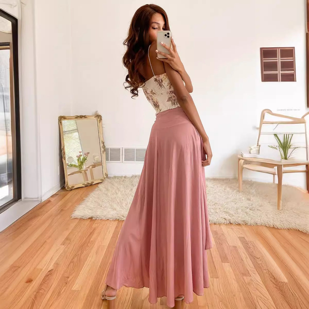 Falda irregular suelta de color sólido informal de verano para mujer