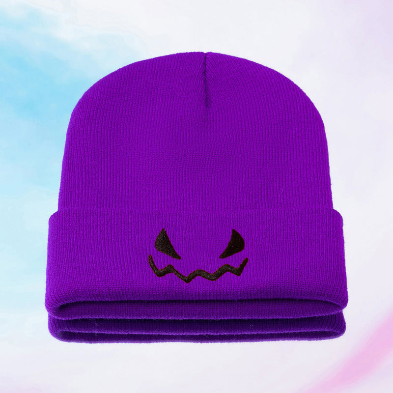 Gorro de punto con mueca bordada de Halloween