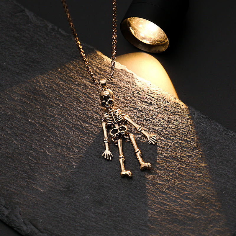 Collar de metal con colgante de esqueleto unisex de Halloween