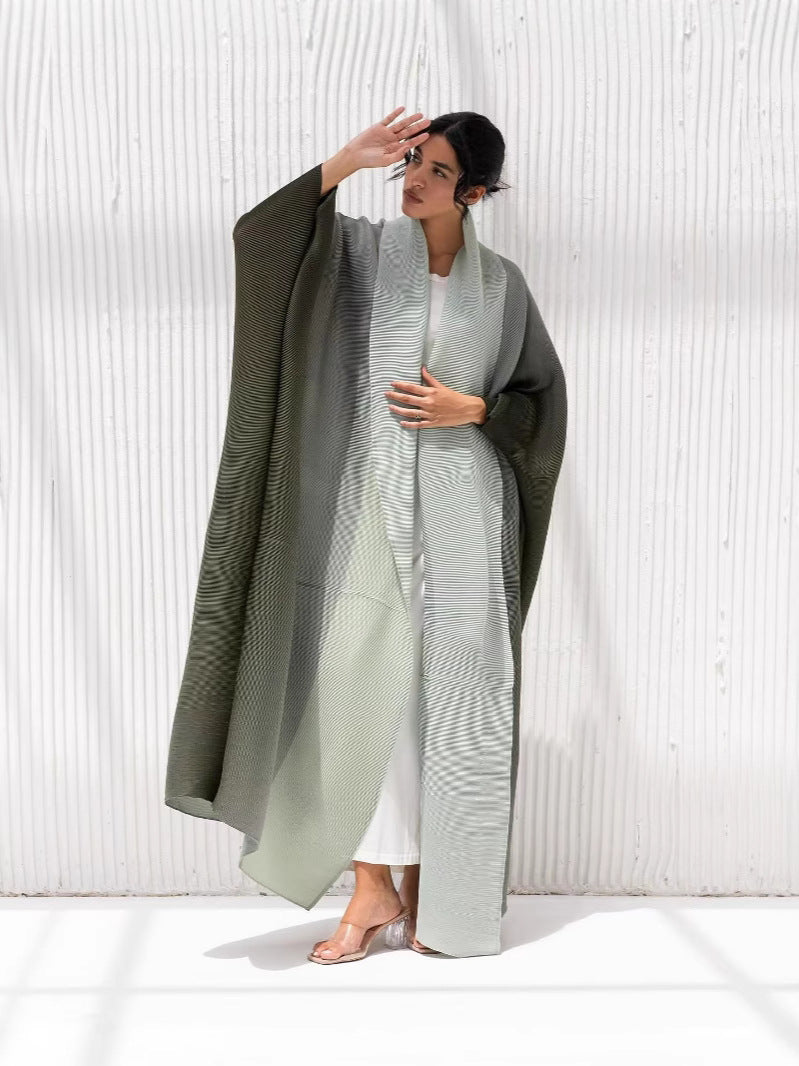 Women Fashion Casual Gradient Long Sleeve Robe Coat