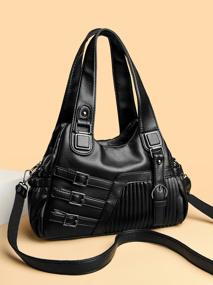 Sac à main en PU de grande capacité, décontracté et tendance, couleur unie, pour femmes