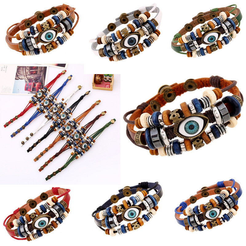 Pulsera de cuentas de ojo malvado estilo bohemio vintage