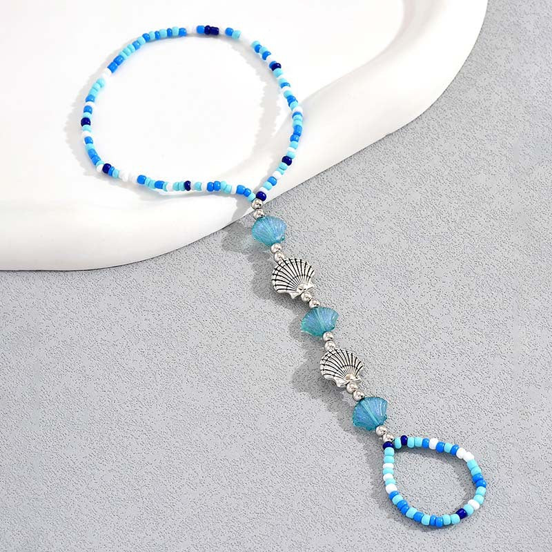 Bohemian Woven Shell Rice Beads Stretch Foot