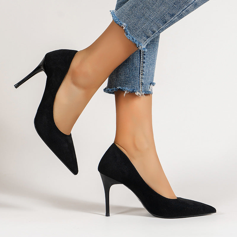 Women Fashion Suede Pointed Toe High Heels Shoes