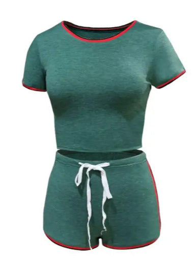Conjunto de camiseta informal de moda para mujer con contraste de color