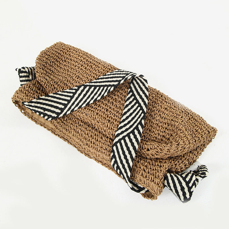 Bolso de hombro bohemio informal tejido de gran capacidad