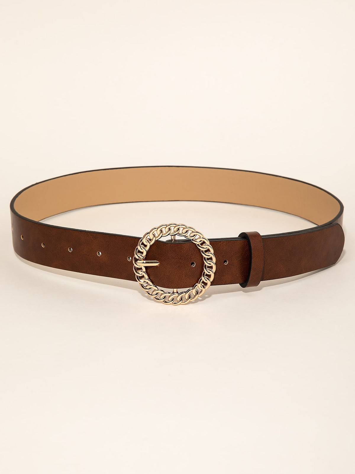 Ceinture à boucle ronde rétro simple et décontractée pour femme