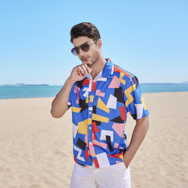 Men Casual Vacation Tiny Flower Print Shirt