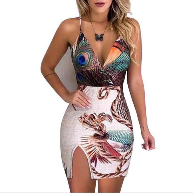 Vestido vintage bohemio con estampado floral y escote en V sin mangas para mujer