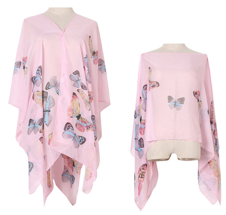 Chal de verano con estampado de mariposas para mujer