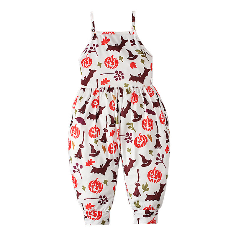 Kids Toddler Girls Boys Summer Casual Pumpkin Jumpsuit
