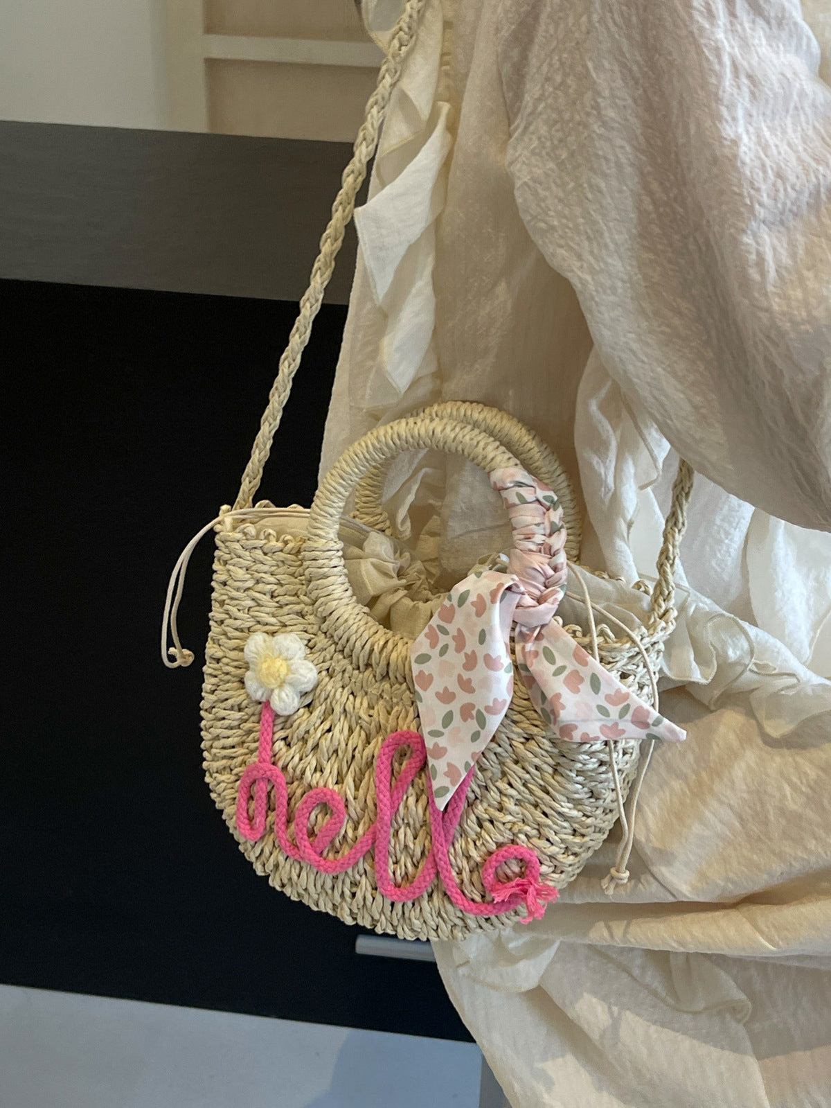 Women Fashion Casual Vacation Straw Woven Beach Handbag