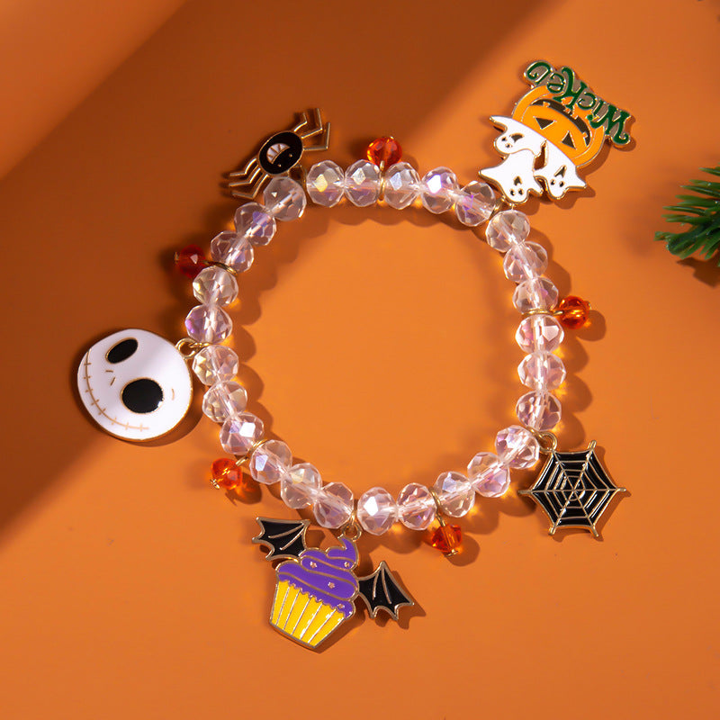 Pulsera naranja de murciélago fantasma de Halloween para mujer