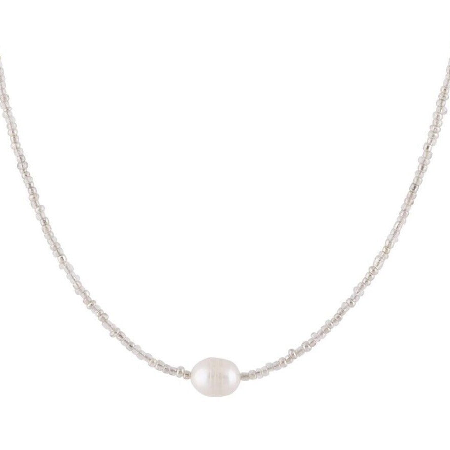 Collar de perlas naturales de arroz para mujer, estilo retro.