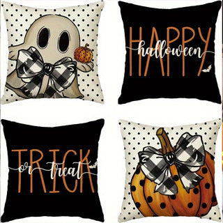 Halloween Pumpkin Skull Print Linen Sofa Cushion Cover