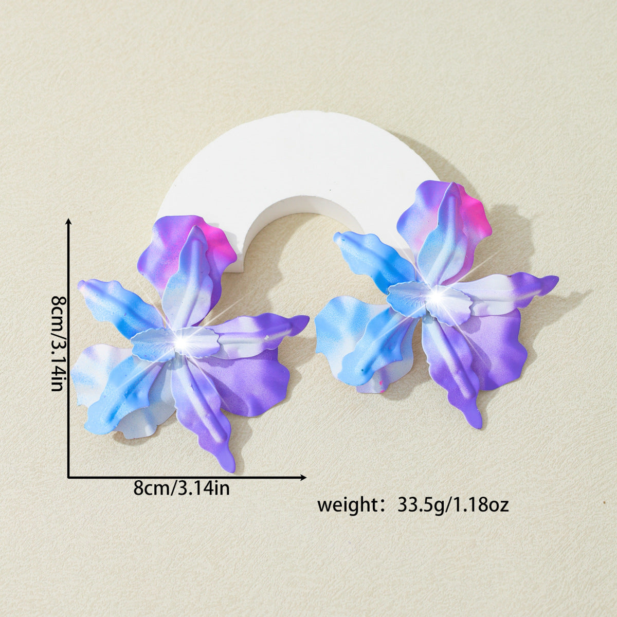 Fashion Exaggerated Gradient Floral Earrings Stylish Multicolor