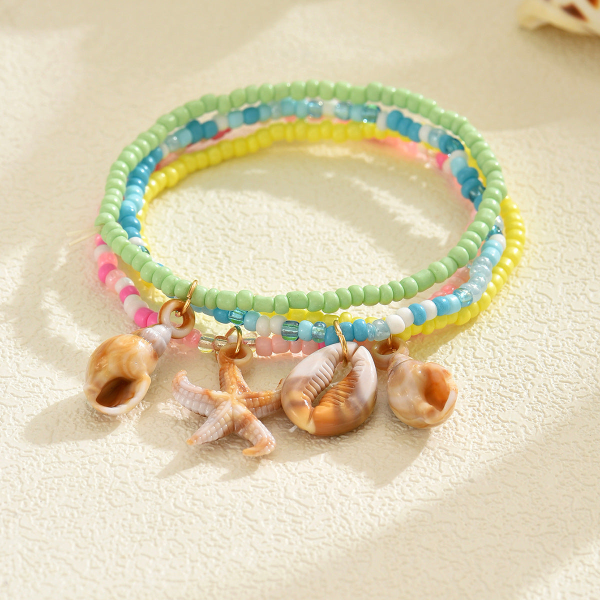 Multicolor Bohemian Mi Zhu Starfish Shell Sea Bracelet Set