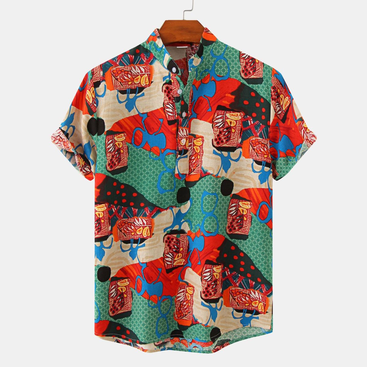 Camisa con estampado de flores diminutas en 3D para hombre, ideal para vacaciones de verano