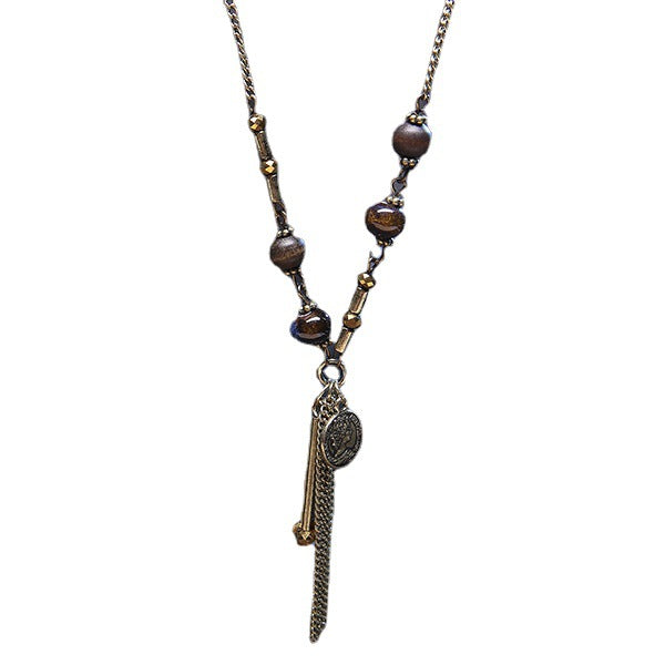 Women Fashion Retro Metal Tassel Pendant Necklace