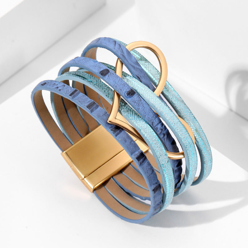 Bohemian Multi-Layer Leather Heart Bracelet