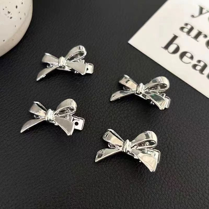 Women Fashion Imitation Alloy Silver Bowknot Hairpin
