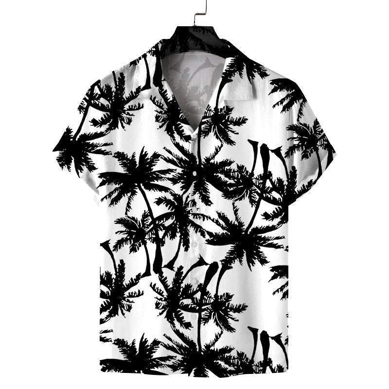 Men Fashion Casual Vacation 3D Palm Tree Print Shirt