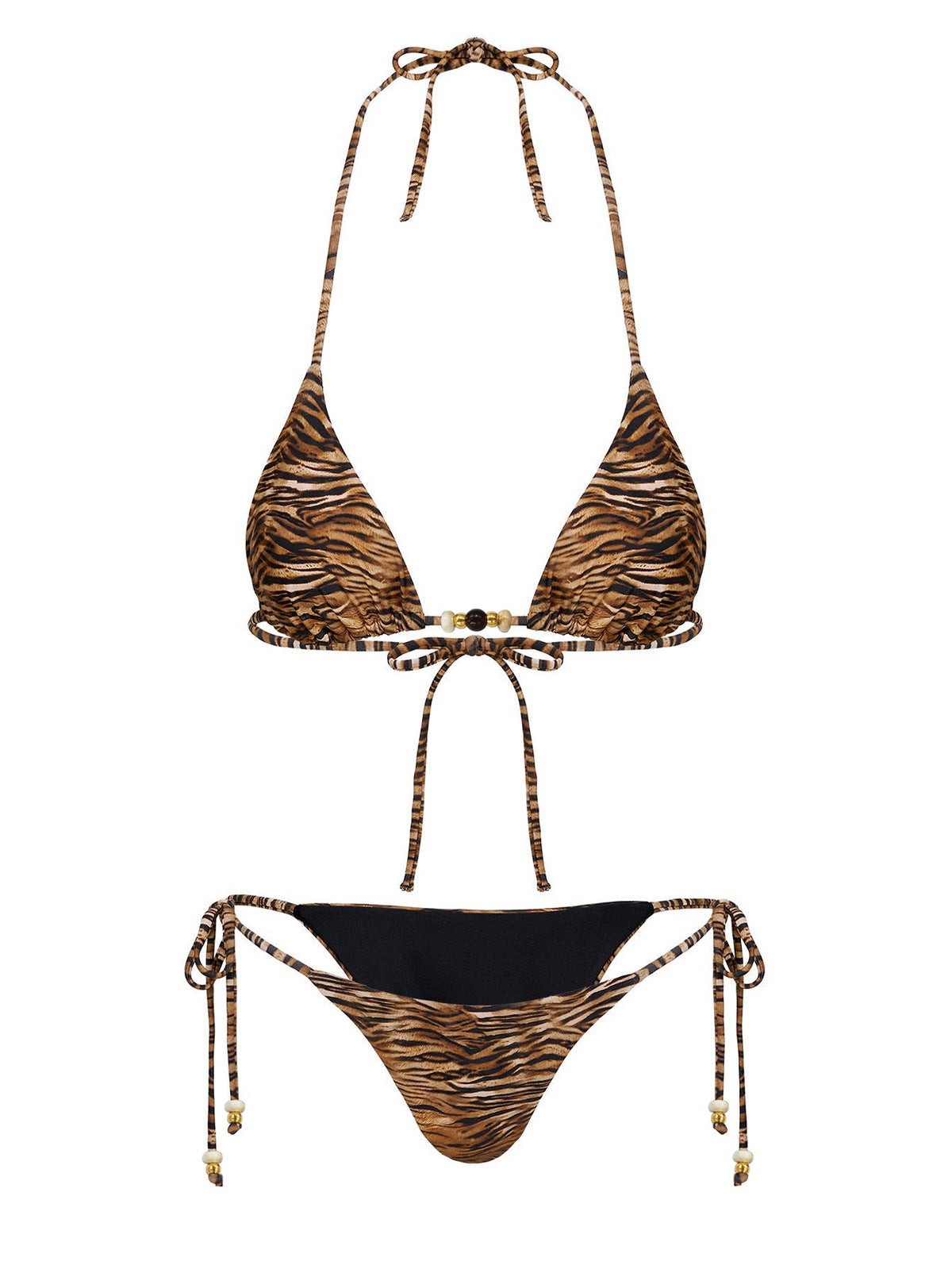 Bikini sexy con cordones y estampado de tigre para mujer