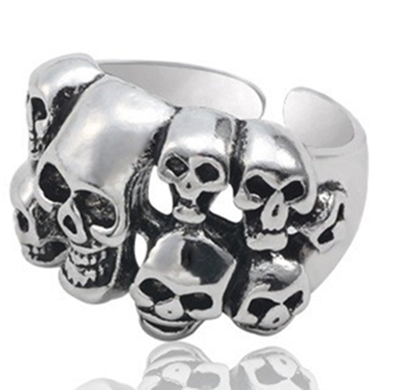 Anillos de metal unisex vintage con múltiples calaveras para Halloween