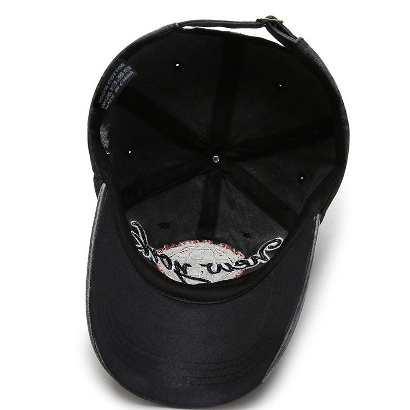 Casquette en coton brodée avec lettres vintage et style rétro