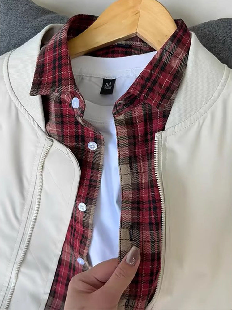 Chaqueta de béisbol informal de color sólido para hombre