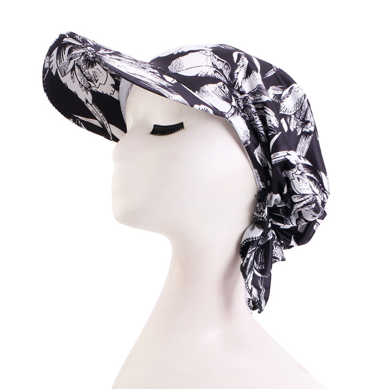 Women Casual Cashew Printed Long Lace-Up Hat