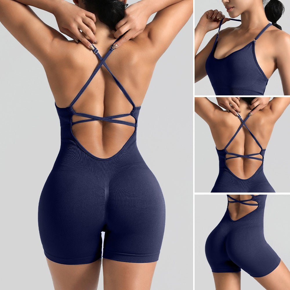 Women Fashion Backless Quick-Drying Yoga Rompers