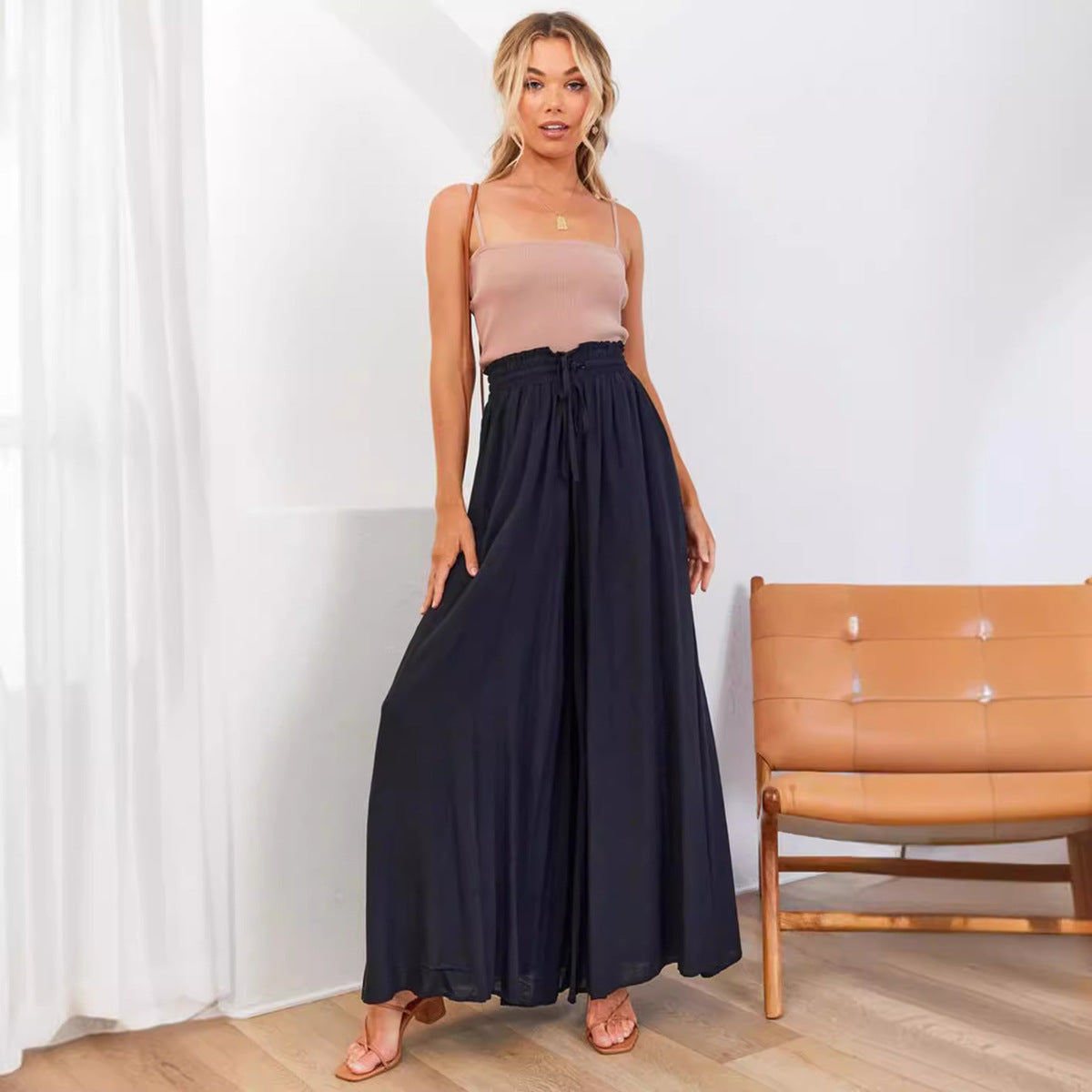 Casual Wide Leg Loose Women's Solid Pants