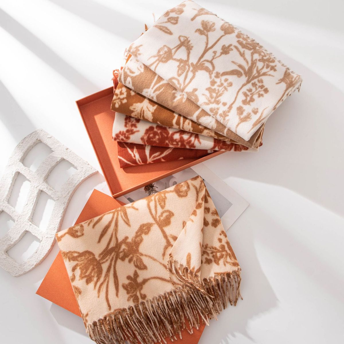 Women Fashion Casual Printed Warm Thickened Imitation Cashmere Scarf