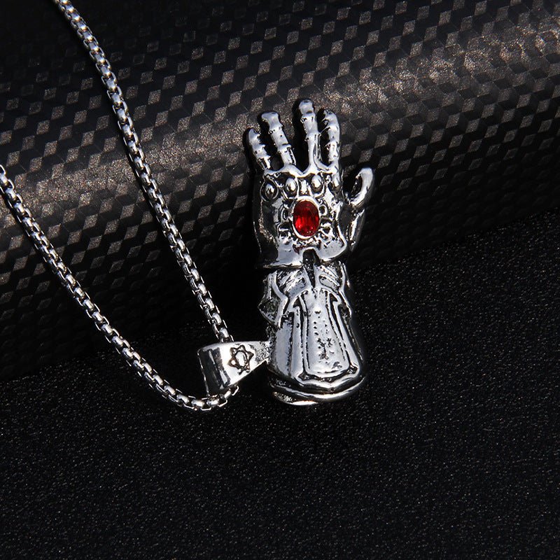 Collar unisex de Halloween con cruz de pez, calavera y mano de diablo
