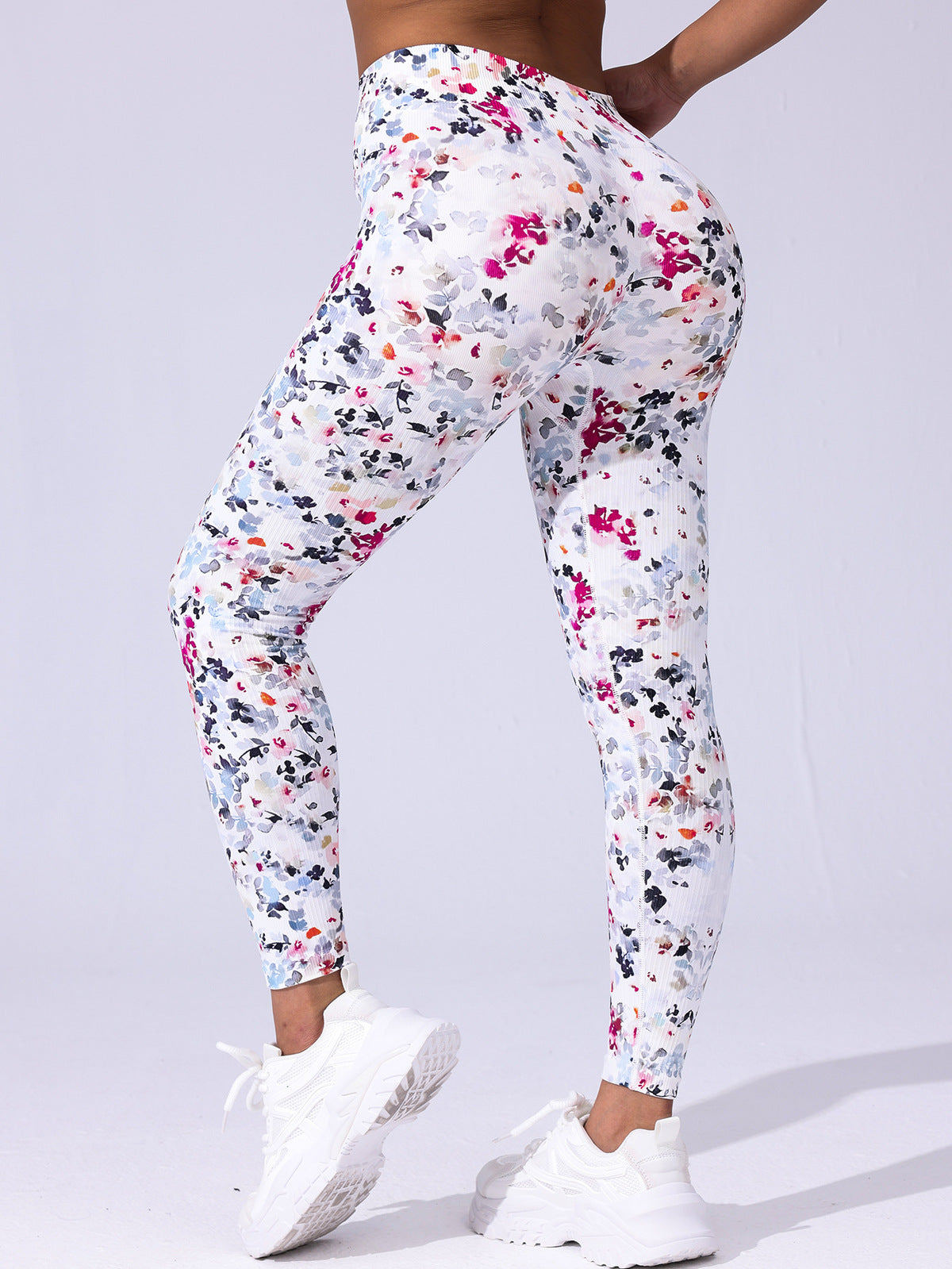 Leggings de sport taille haute à imprimé floral
