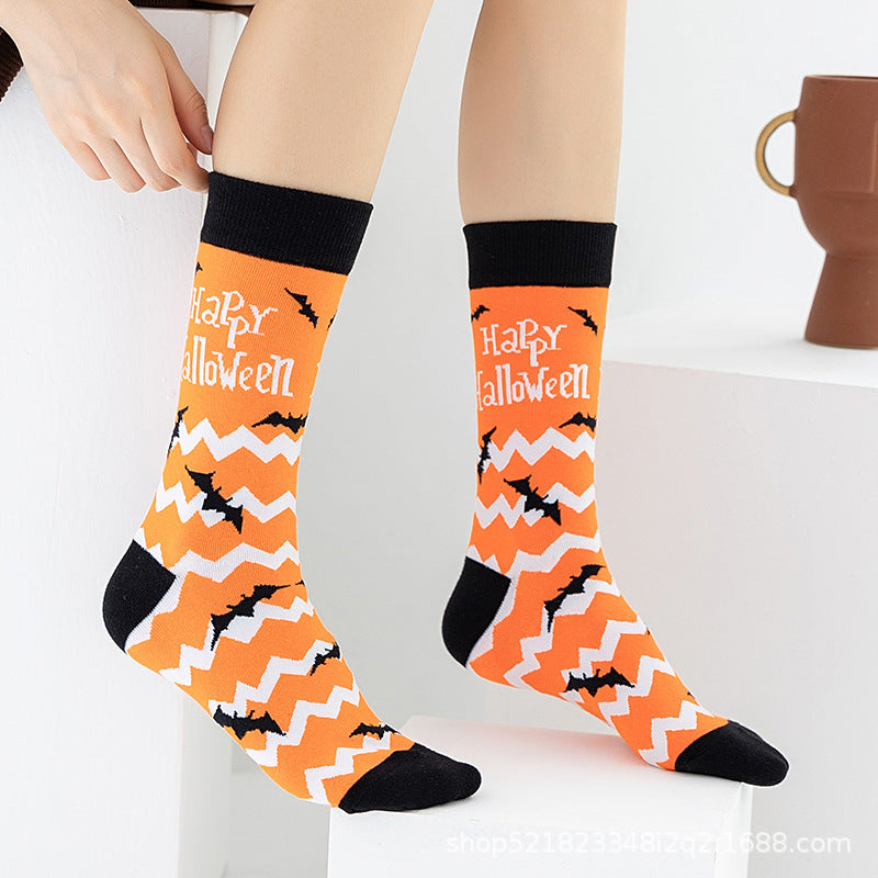 Women Fashion Cotton Halloween Skull Head Socks