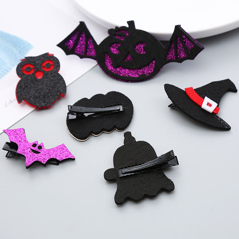 Pinces à cheveux pour femmes, mignonnes, chauve-souris, citrouille, chapeau, interrupteur, Halloween