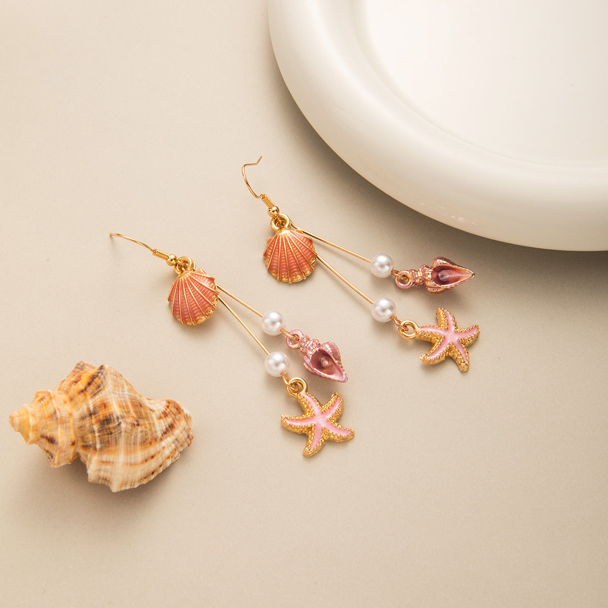 Fashion Ocean Wind Starfish Shell Sea Earrings