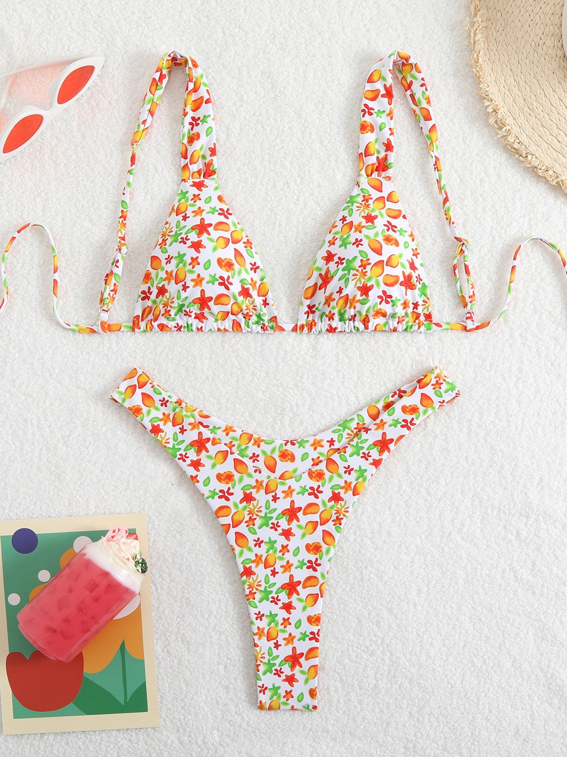 Maillot de bain bikini sexy à lacets et imprimé floral pour femme