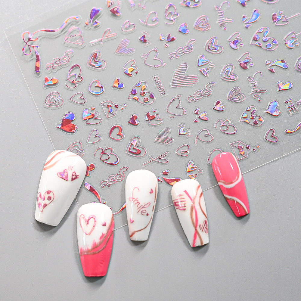 Autocollants pour ongles Love Laser Red pour la Saint-Valentin
