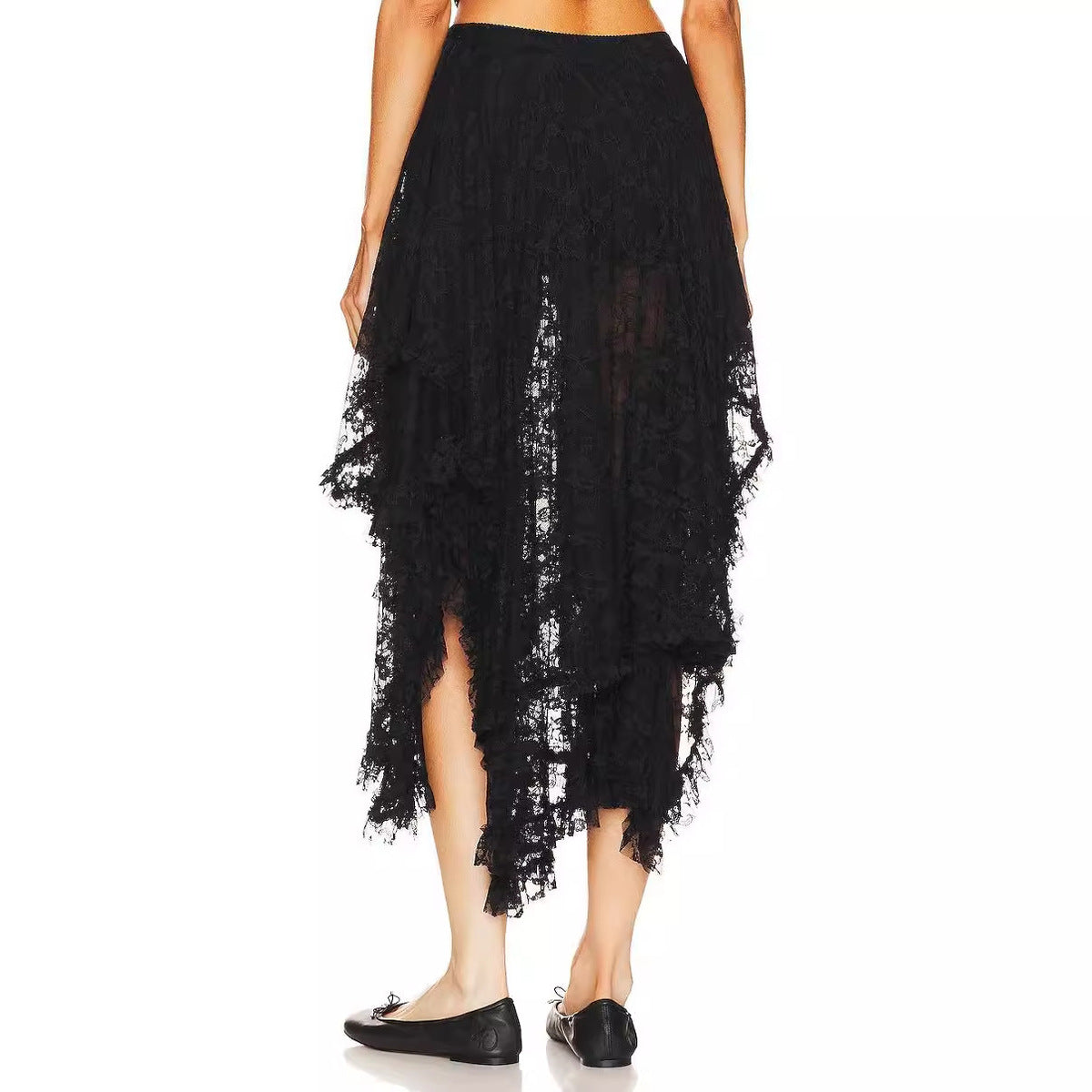 Women Fashion Irregular Lace High Waist Skirt