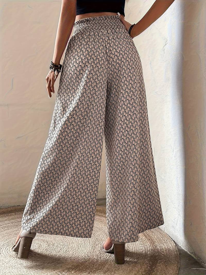 Pantalon large décontracté à cordon de serrage léopard pour femme