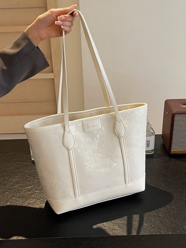 Women Fashionable Solid Color PU Tote Bag