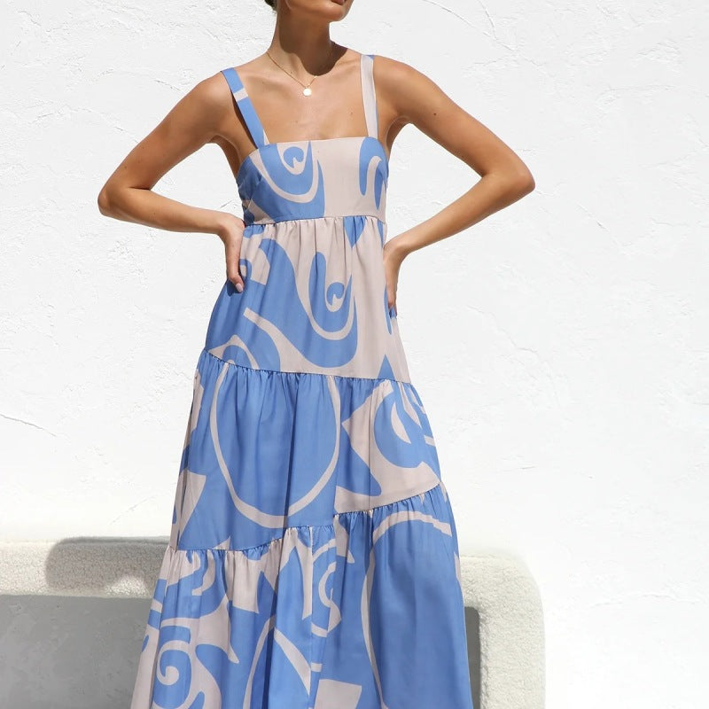 Robe longue décontractée à imprimé bohème pour femme, idéale pour les vacances d'été