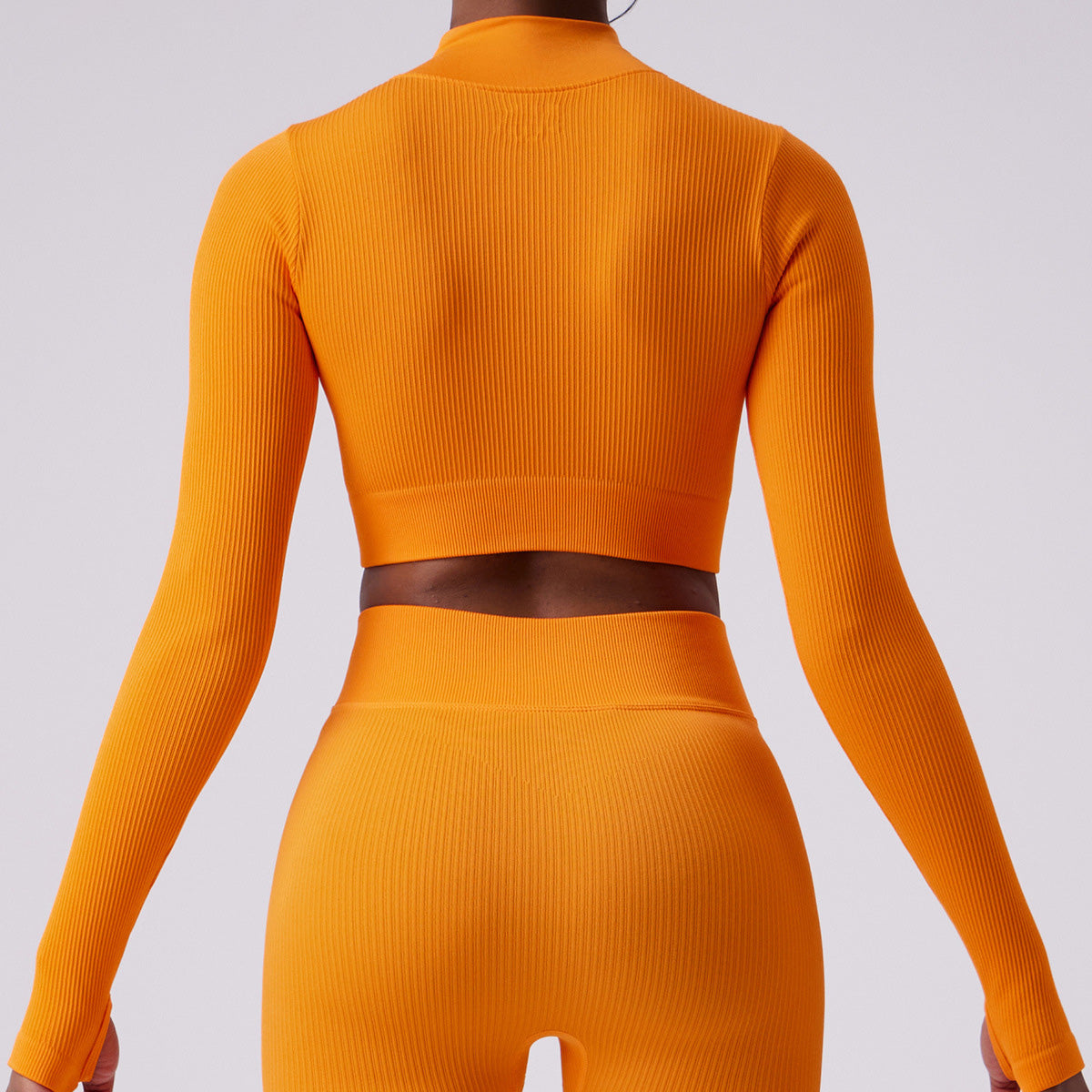 Top corto de yoga de manga larga informal de moda para mujer