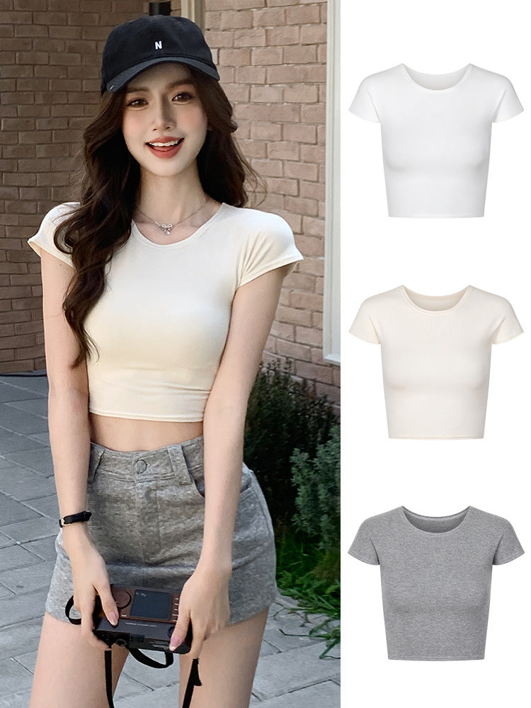 Camiseta básica informal de verano para mujer con corte ajustado