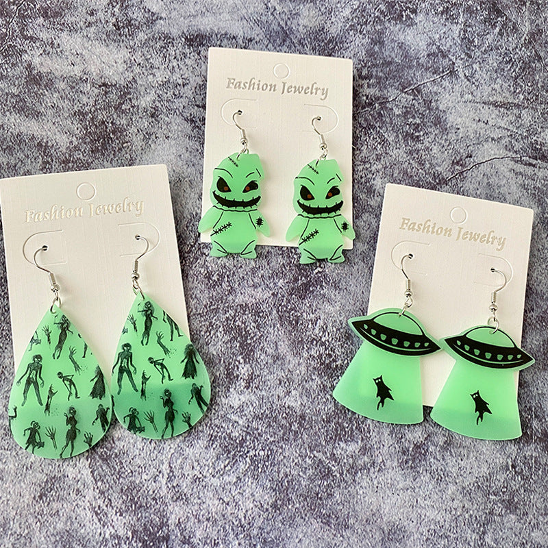 Halloween Women Horror Funny Demon Ghost Acrylic Earrings