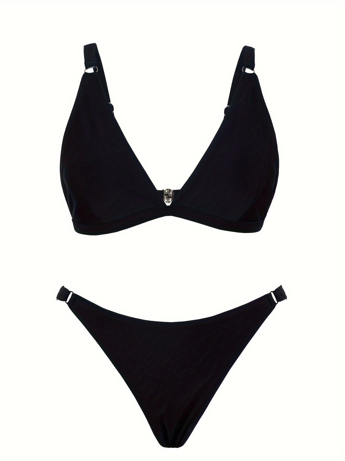 Traje de baño de bikini de alta elasticidad de color sólido sexy de moda para mujer