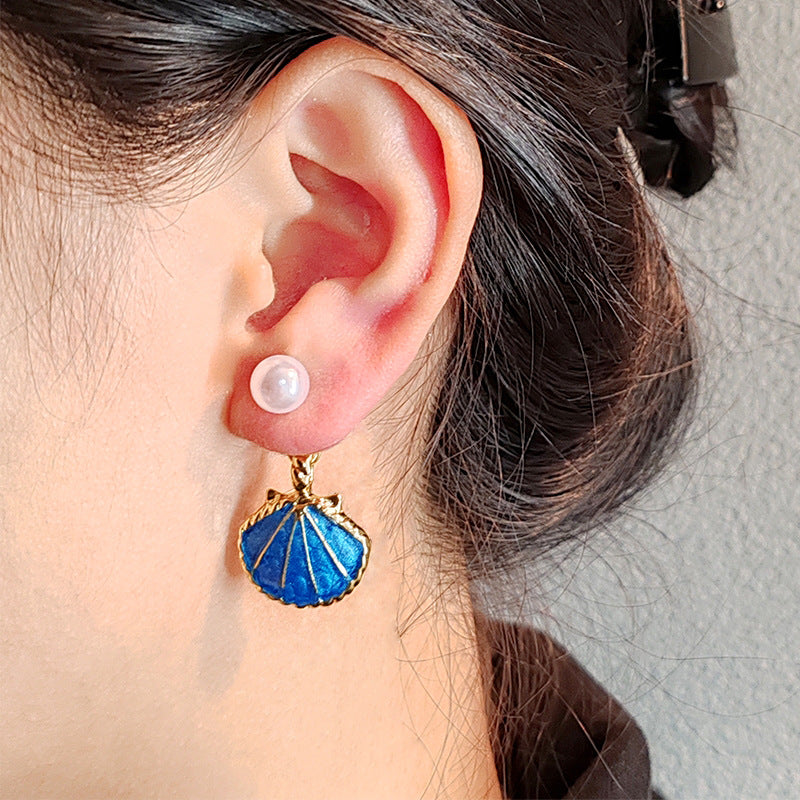 Fashion Pearl Shell Sea Earrings Steel Titanium